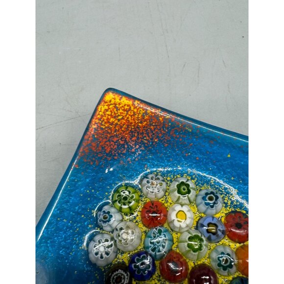 Handmade Italian Glass Square Plate Millefiori Tree Design My Italian Décor READ - Picture 5 of 12